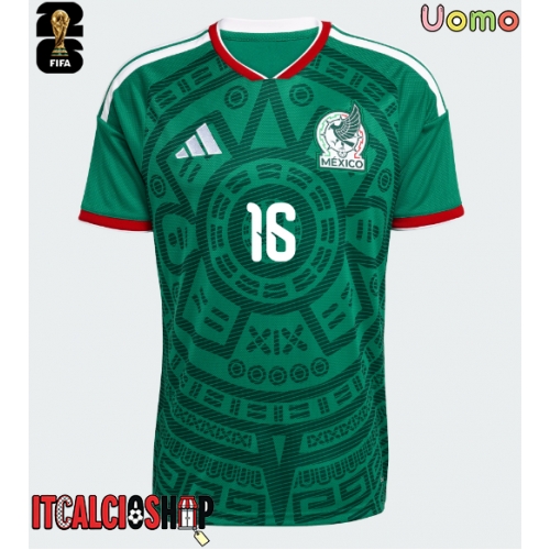 Messico Julian Quinones #16 Prima Maglia Mondiali 2026 Manica Corta